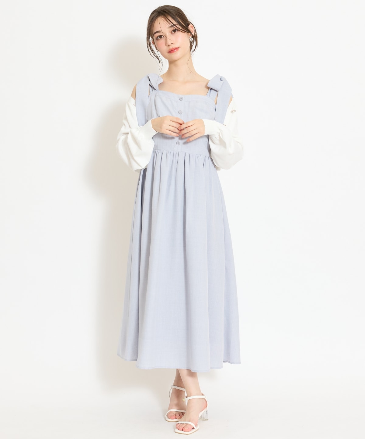 【4/24(fri)10時予約開始】リボンショルダーギャザーワンピース