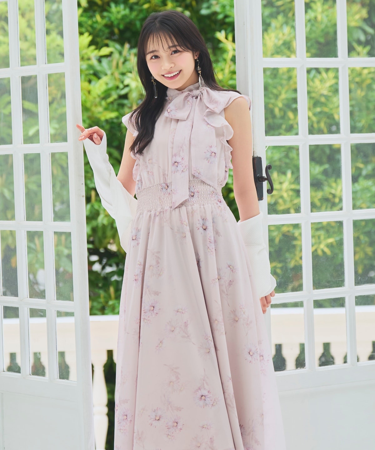 【6/11(thu)10時発売】リボンネックマーガレットプリントワンピース