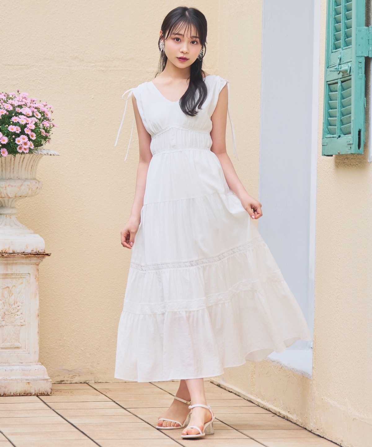 【6/11(thu)10時発売】ドロストショルダーティアードワンピース