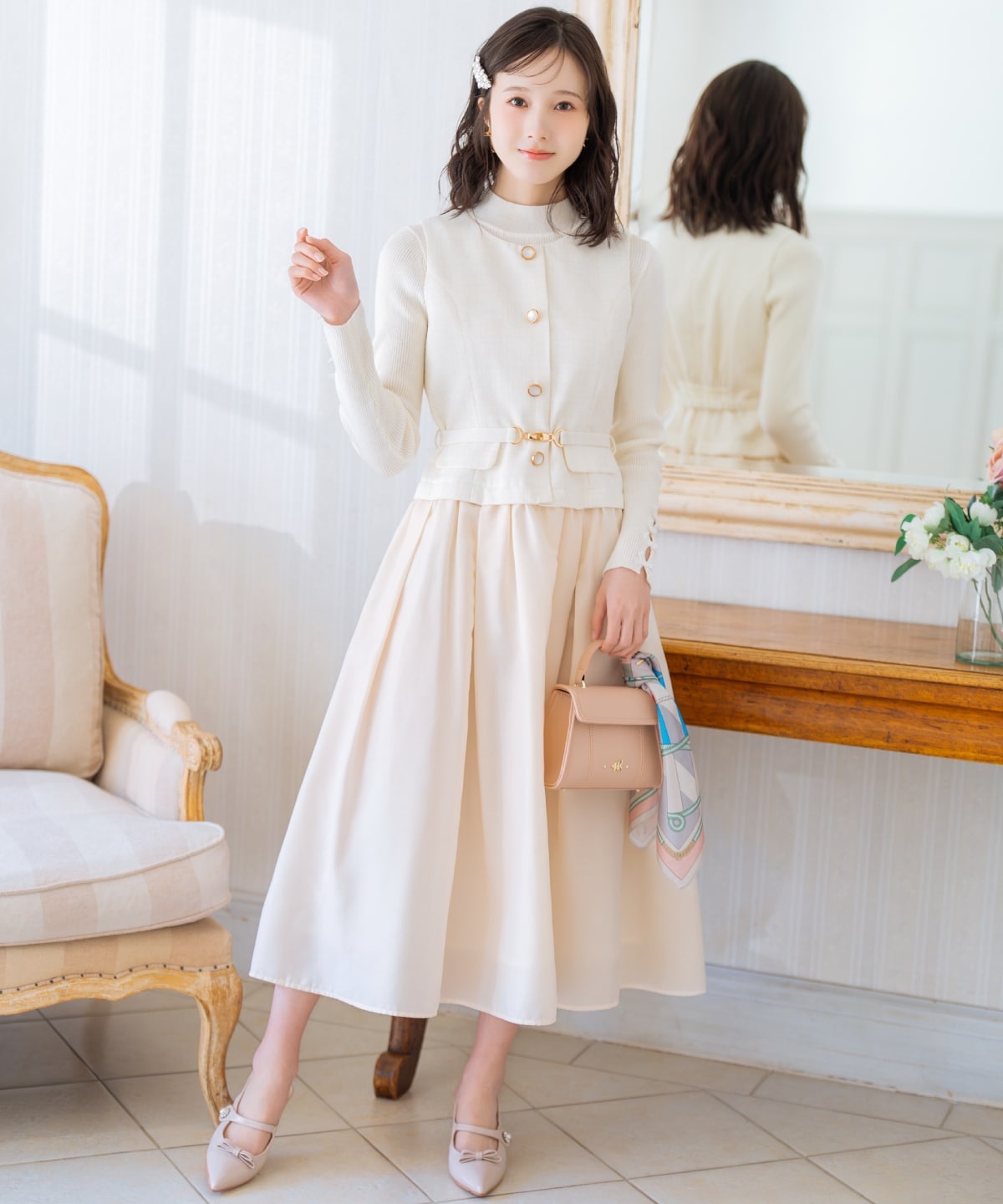 ツイードドッキングジレワンピース