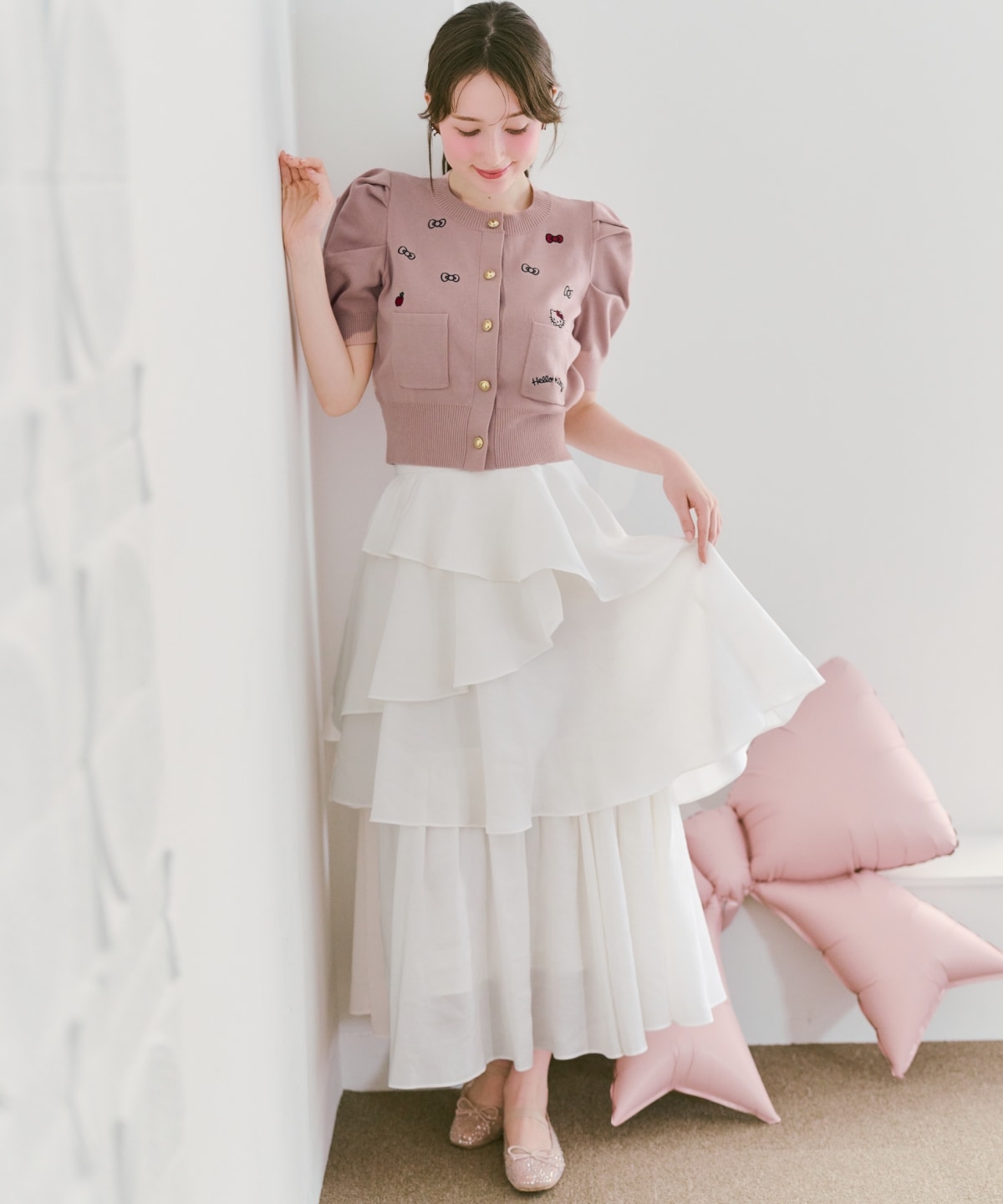 【7/16(thu)10時予約開始】WILLSELECTION×HELLO KITTY 刺繍ニットカーディガン