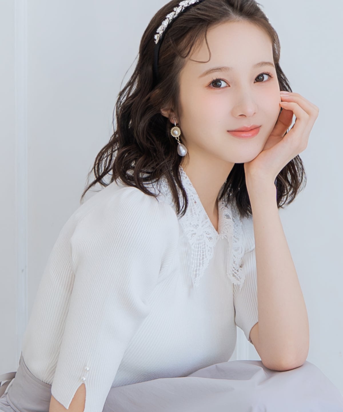 【2/27(fri)発売】リボンレースカラーリブニット