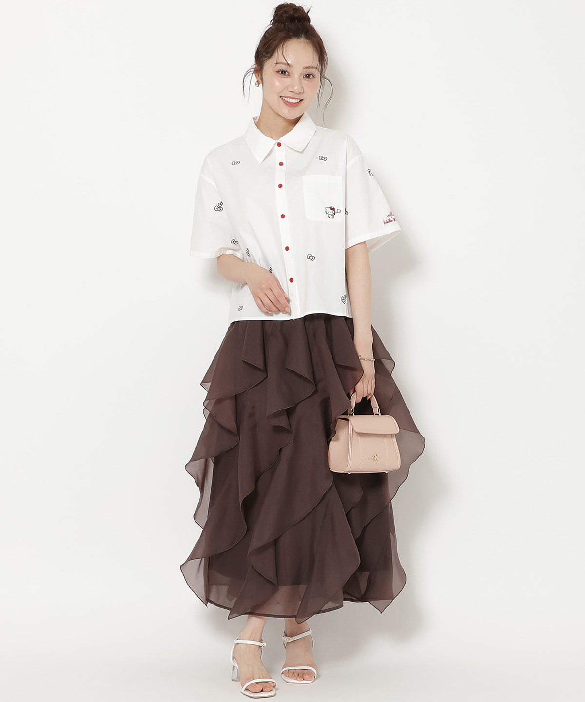 【8/7(fri)20時発売】WILLSELECTION×HELLO KITTY 刺繍クロップドシャツ