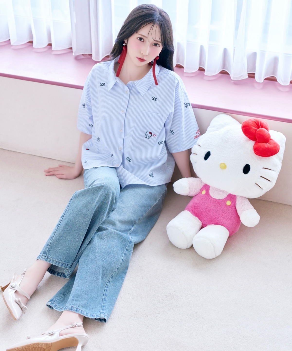 WILLSELECTION×HELLO KITTY 刺繍クロップドシャツ