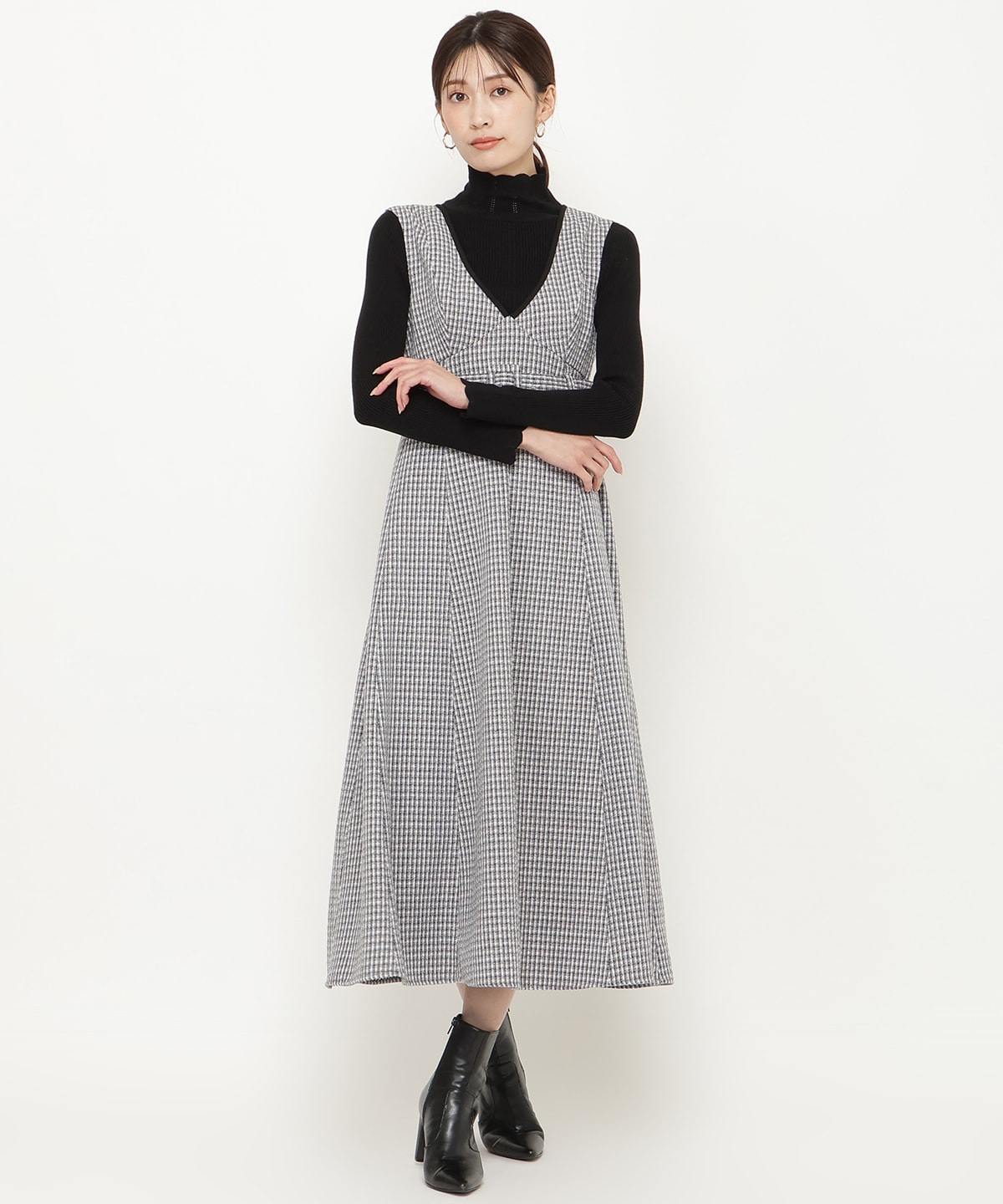 ラメツイードVネックジャンスカ