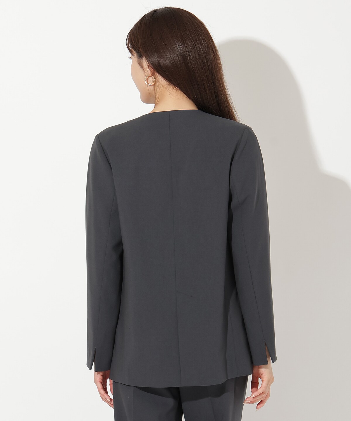 ノーカラーダブルジャケット