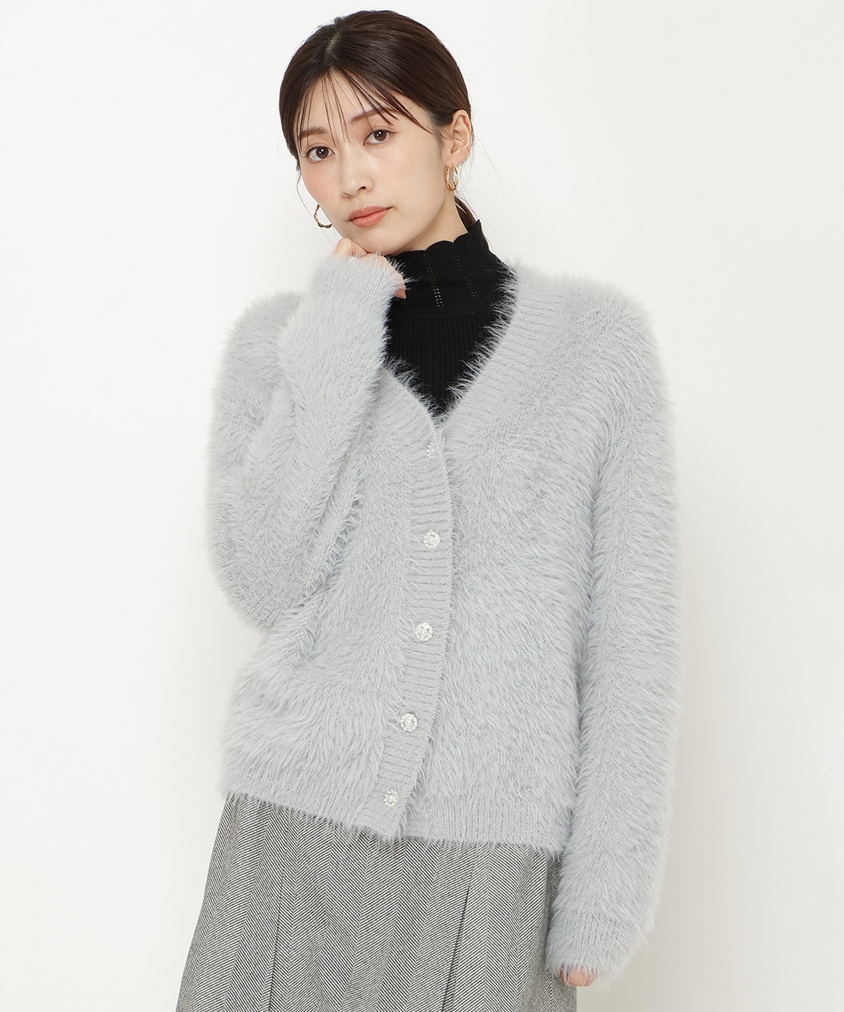 シャギーロングカーデ