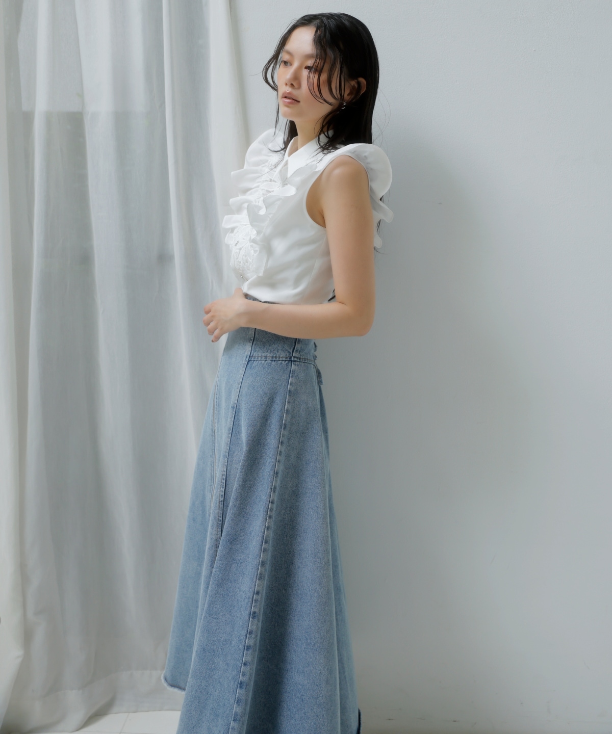 センターZIPデニムスカート