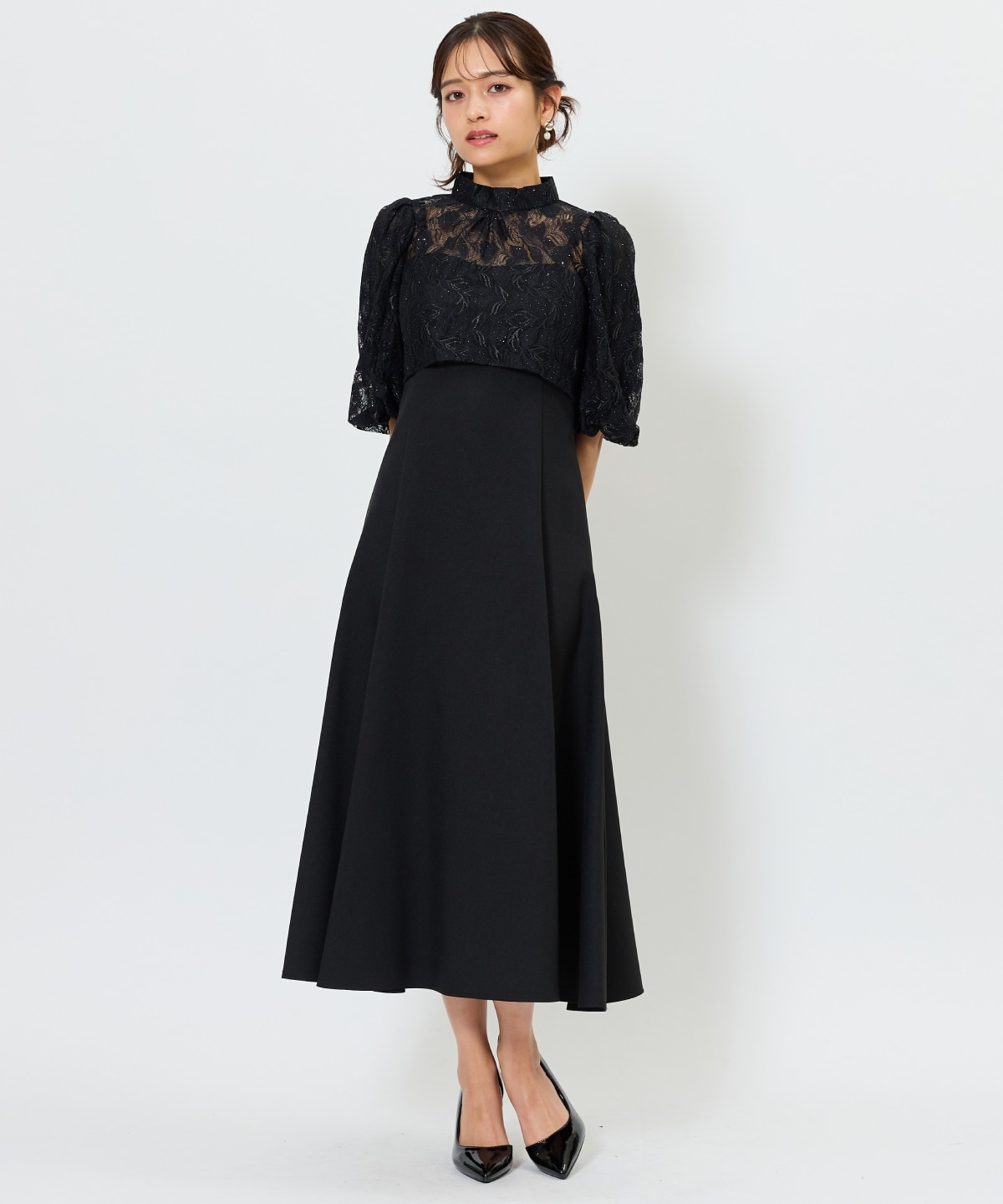 リーフレースレイヤードレス