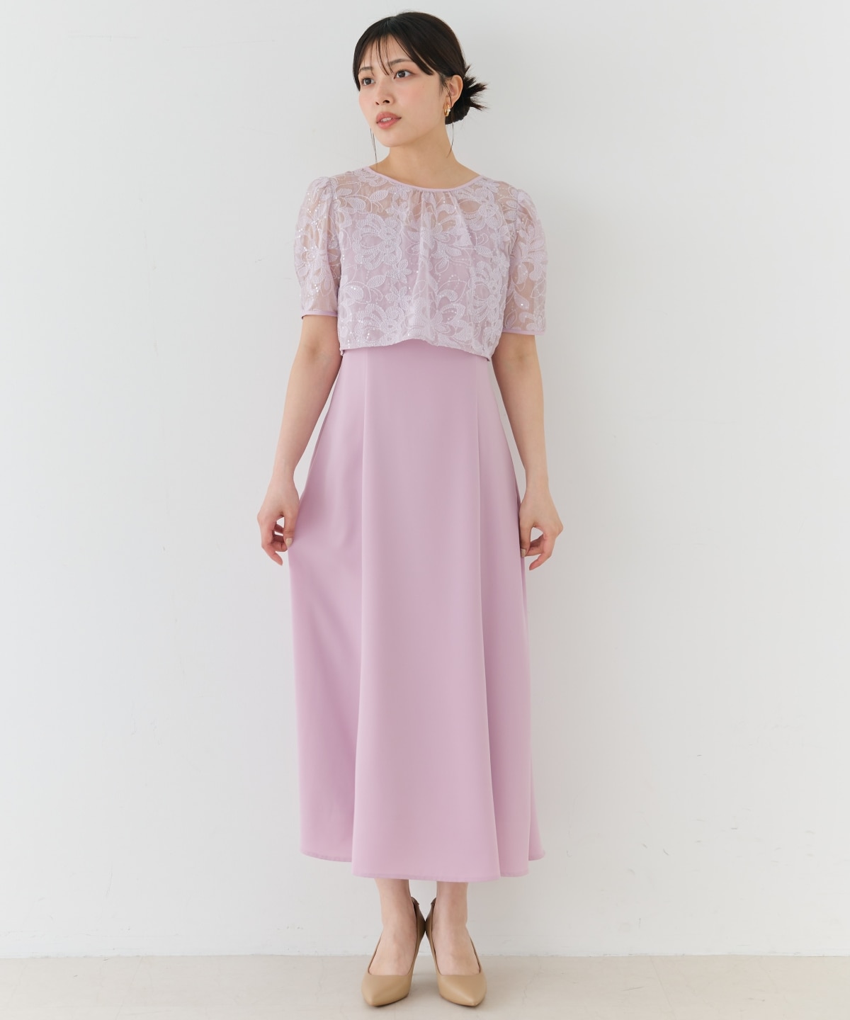 2WAYレースケープドレス