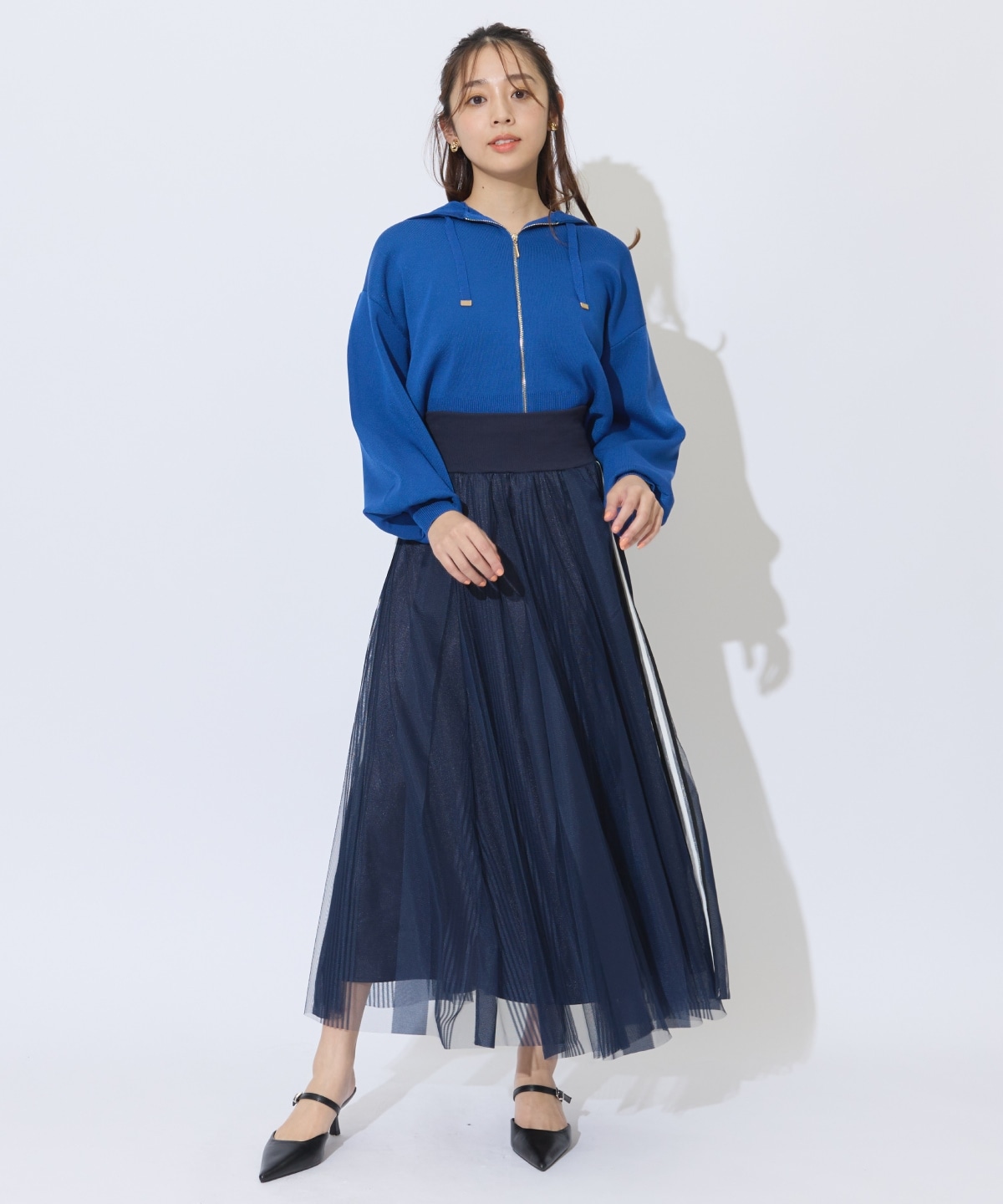 クロップドニットフーディー