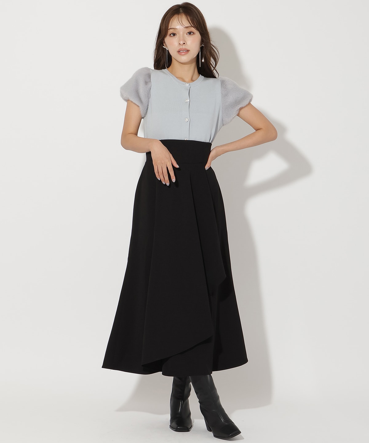 サイドリブラッフルマーメイドスカート