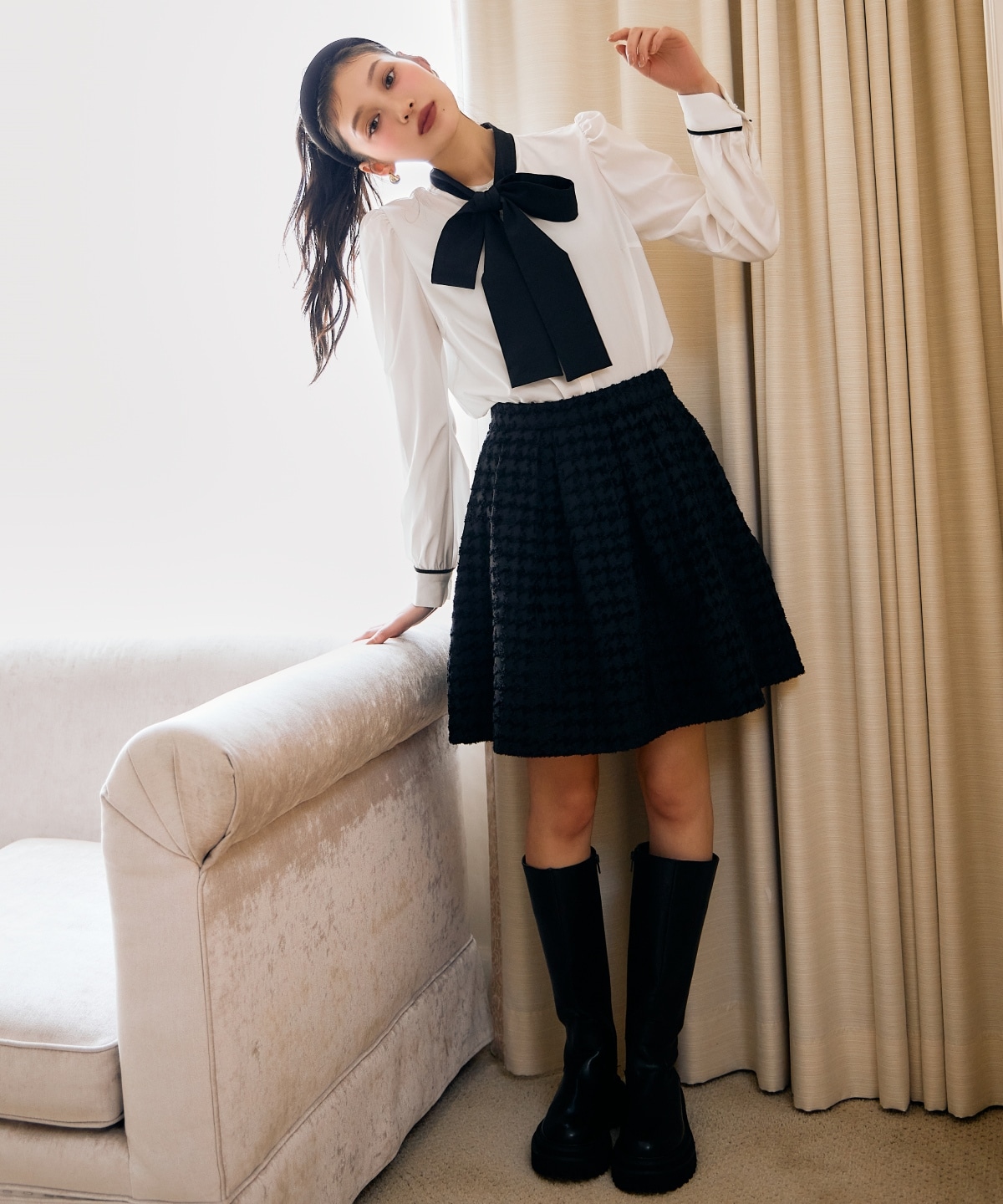 千鳥ジャガードミニスカート