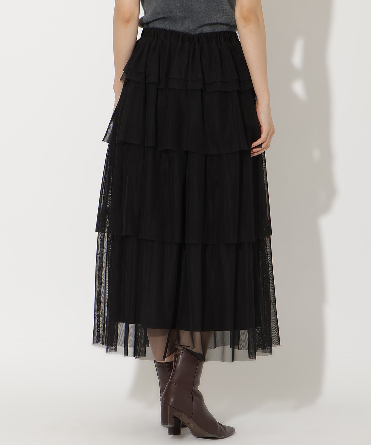 チュールティアードスカート