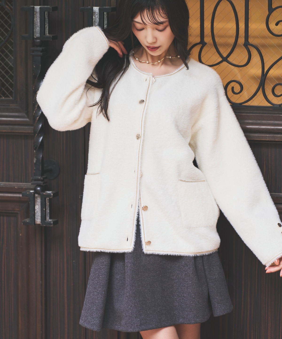 ベルト付きボックスミニスカート