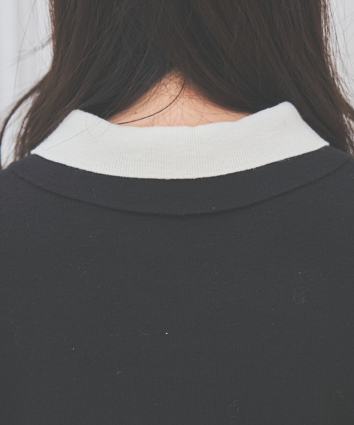 バイカラーポロニットフレアミニワンピース