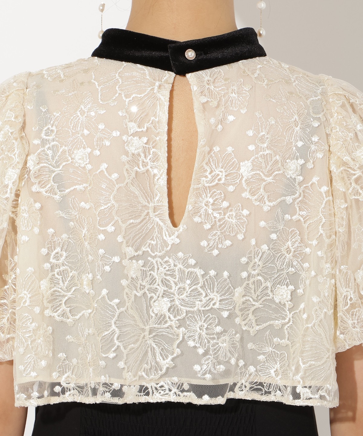 ベロアトリミングブラウス×ドレス