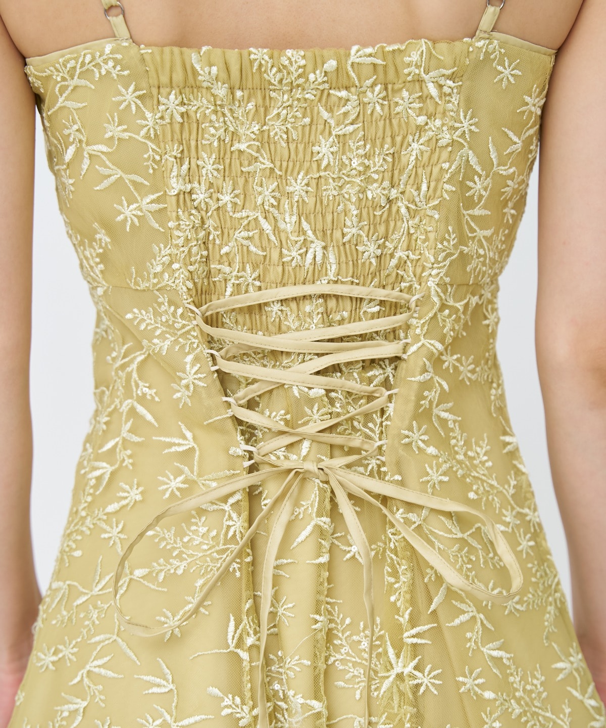 ラメボタニカルレースレイヤードドレス