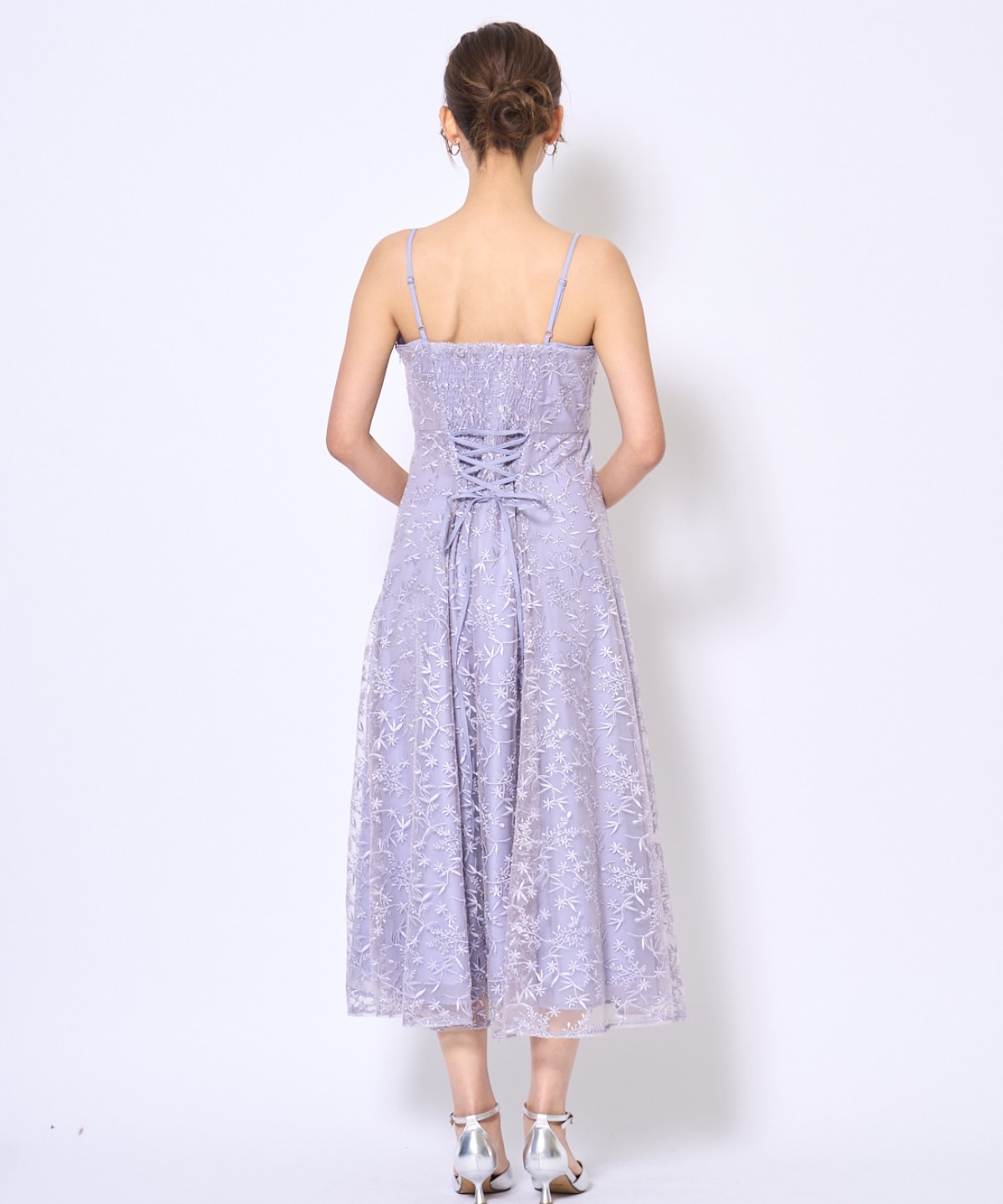 ラメボタニカルレースレイヤードドレス