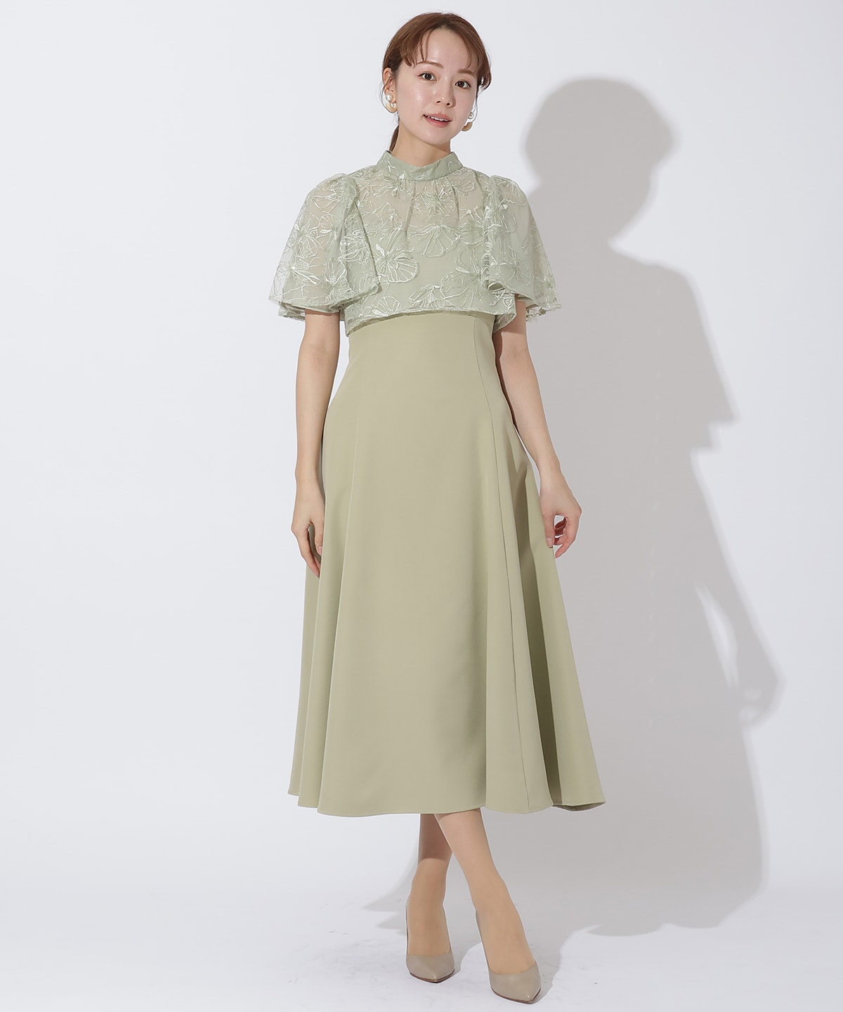 ラメフラワーチュールレイヤードドレス