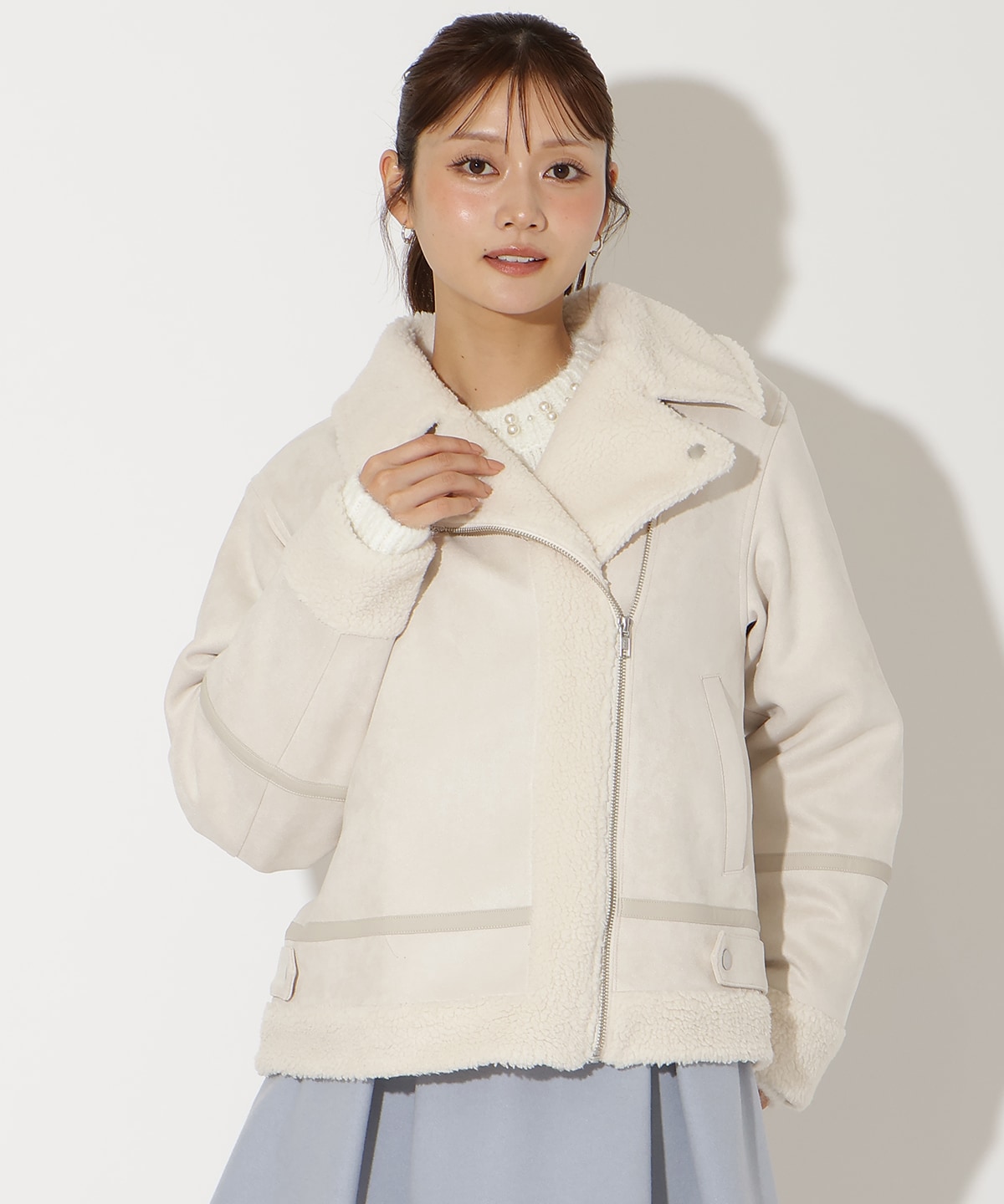 ムートンボアライダースブルゾン