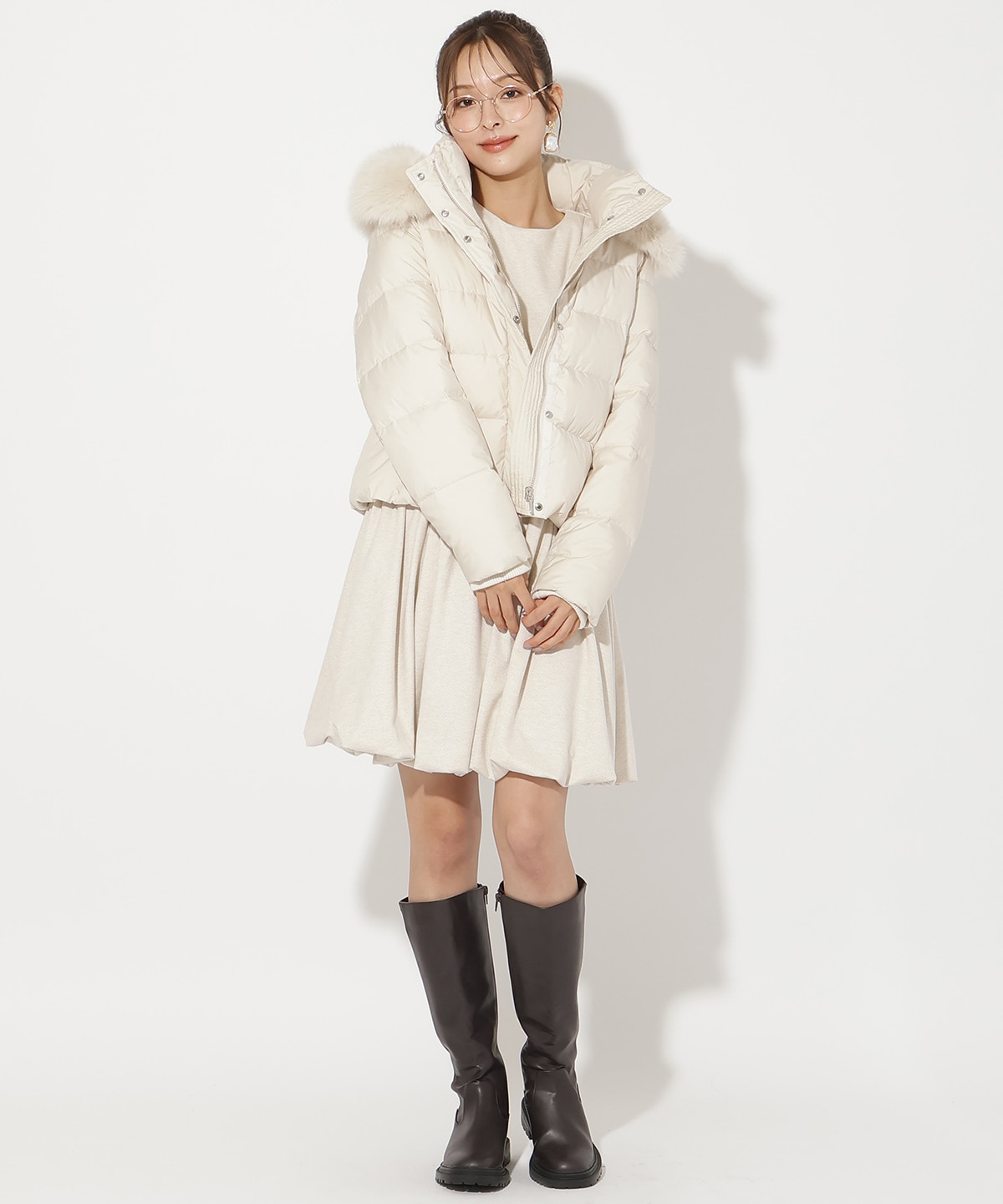 FOXファー付きショートダウン