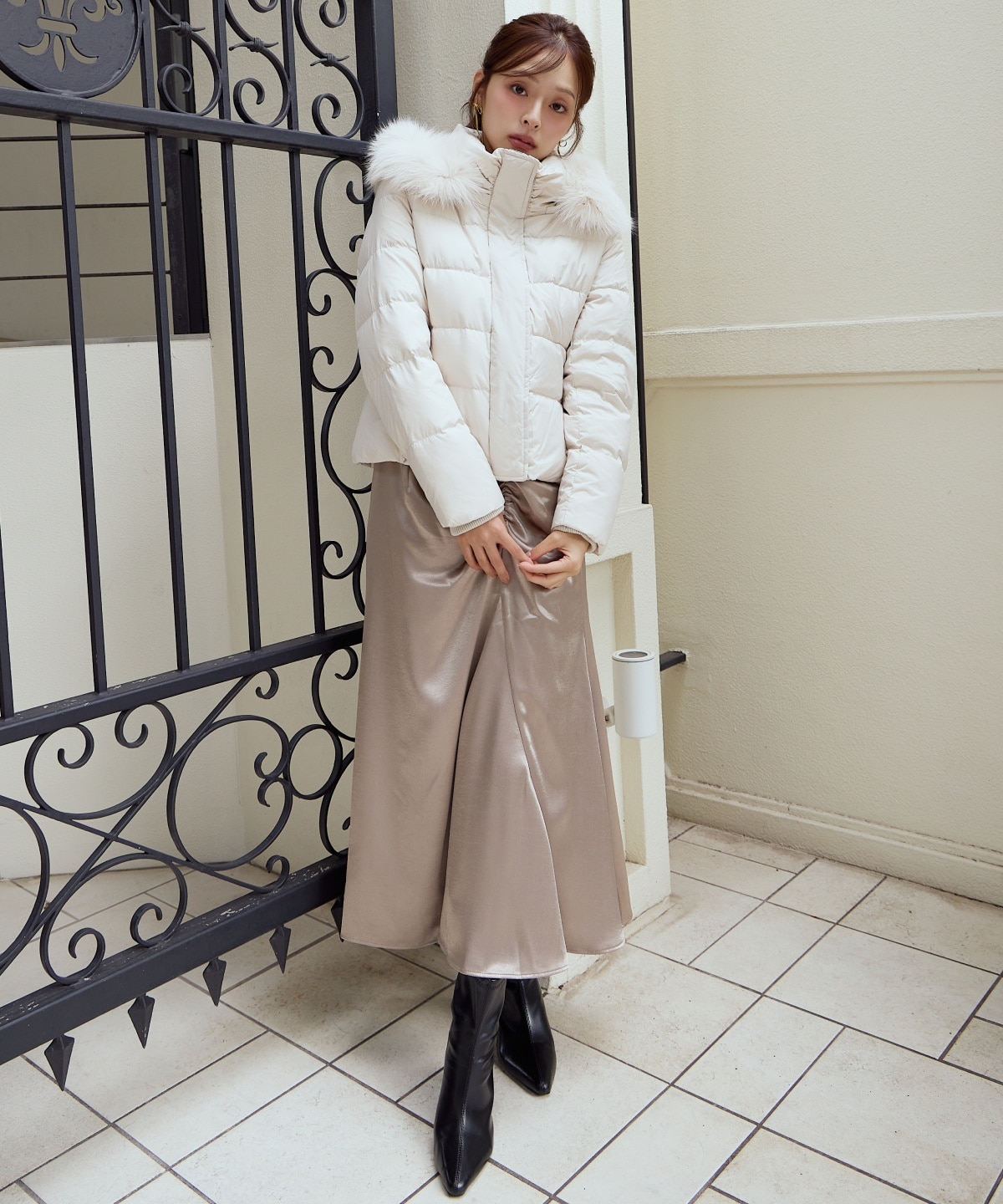 FOXファー付きショートダウン