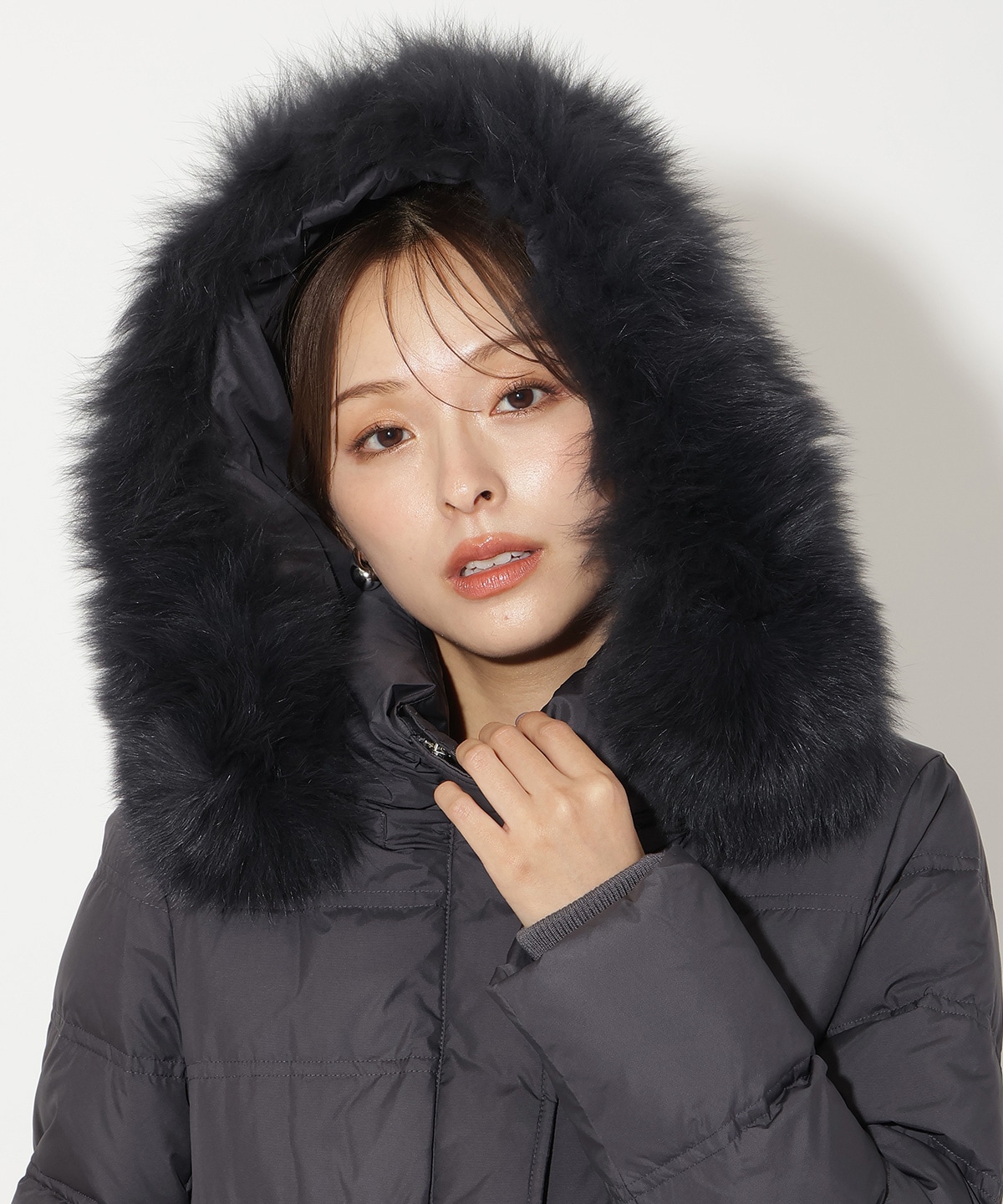 FOXファー付きプレミアムミドルロングダウン