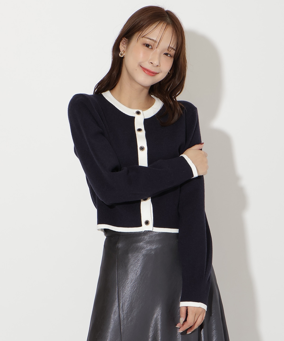 配色カーディガン