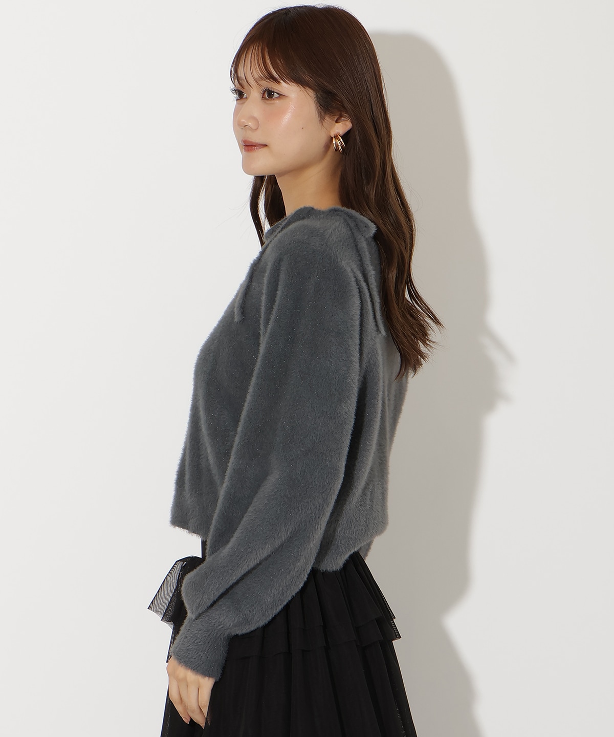 ラメフェザーショルダーリボンアンサンブル