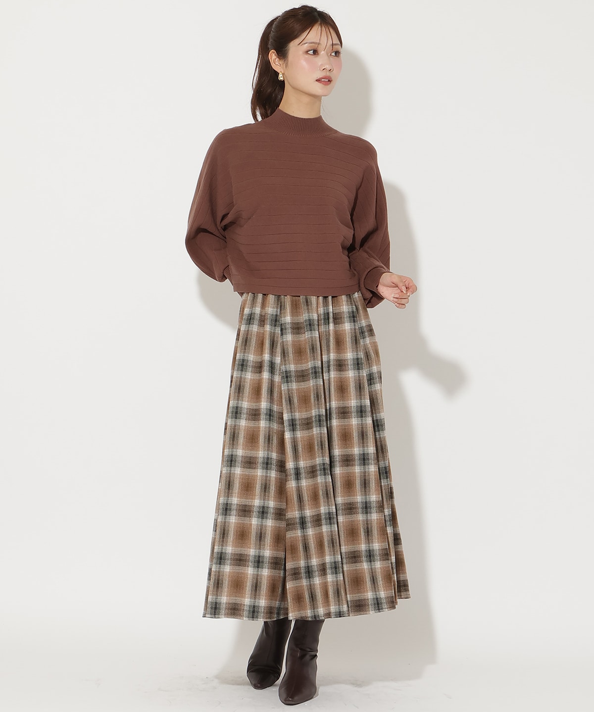 ワイドリブドルマンニット