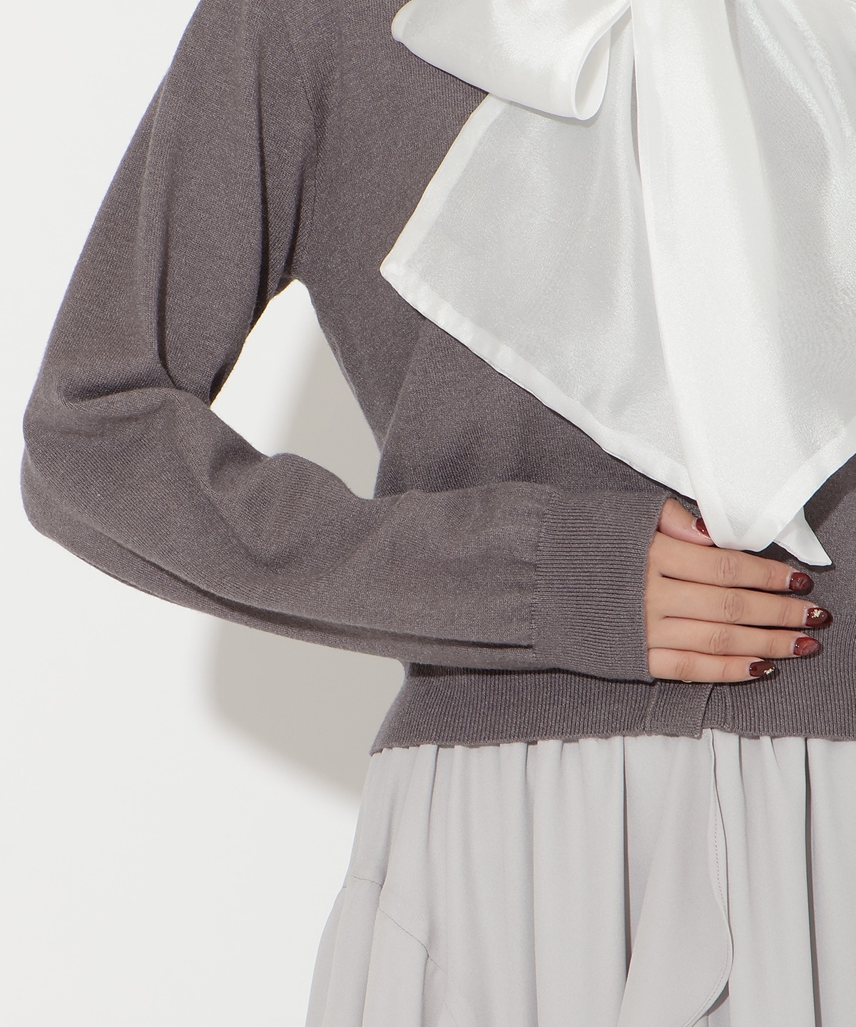 【先行予約受付中】異素材リボンニットカーディガン