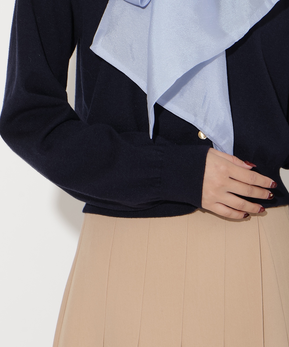 【先行予約受付中】異素材リボンニットカーディガン