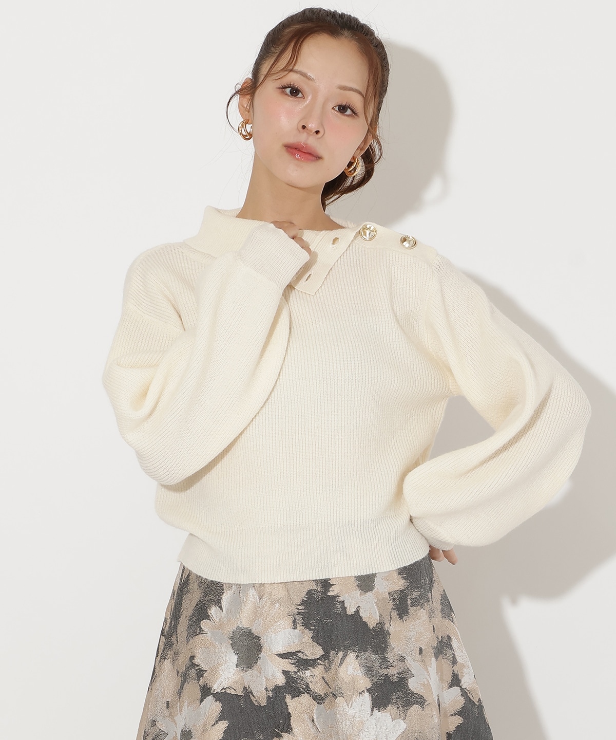 ショルダーボタンマルチウェイニットプルオーバー