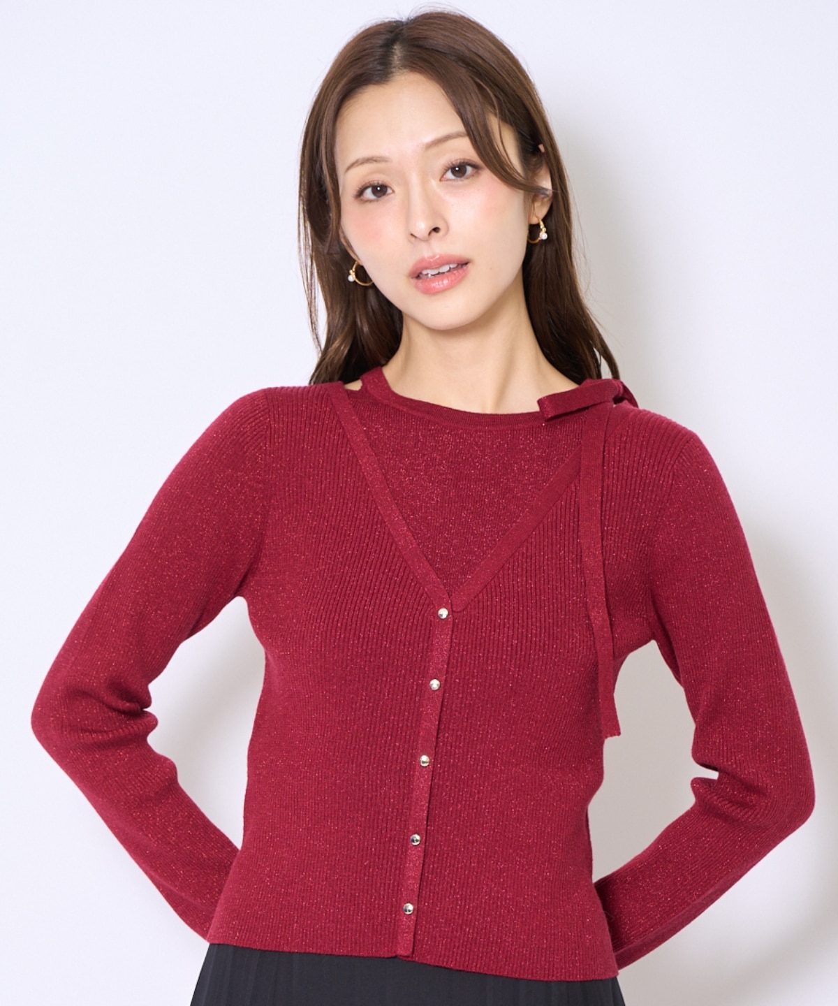 ホルタードッキングカーディガン風プルオーバー