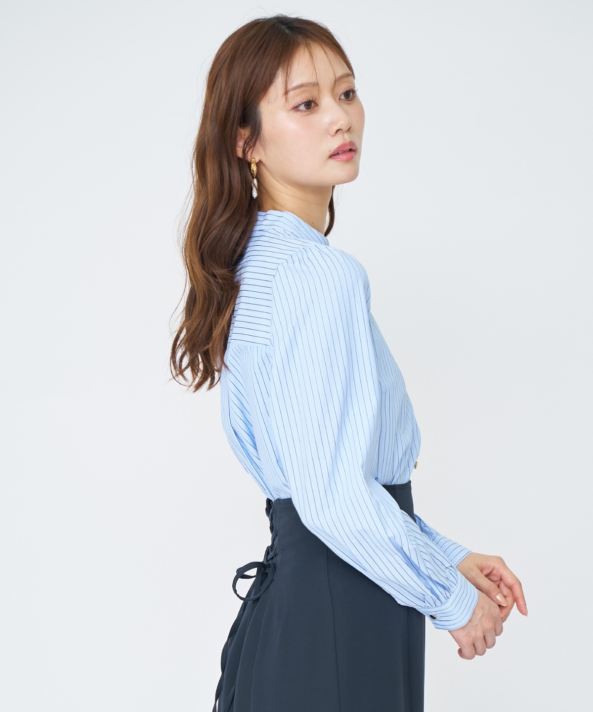 【先行予約受付中】バタフライリボンストライプブラウス