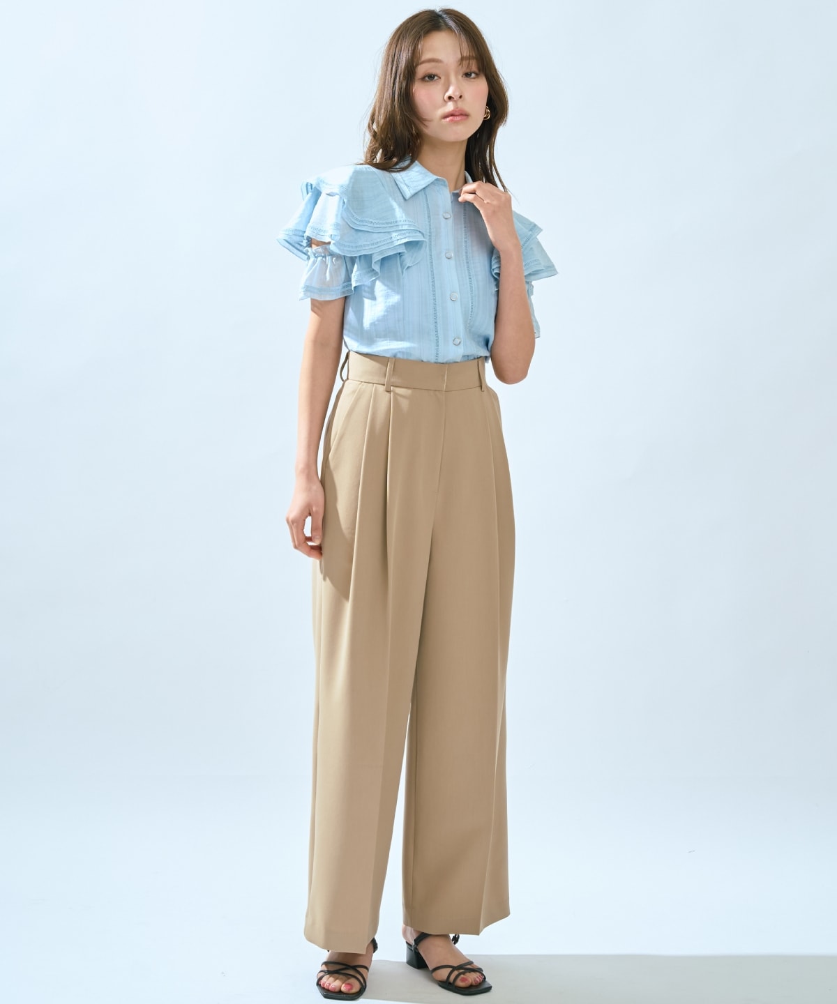 【先行予約受付中】ラッフルスリーブシャツブラウス