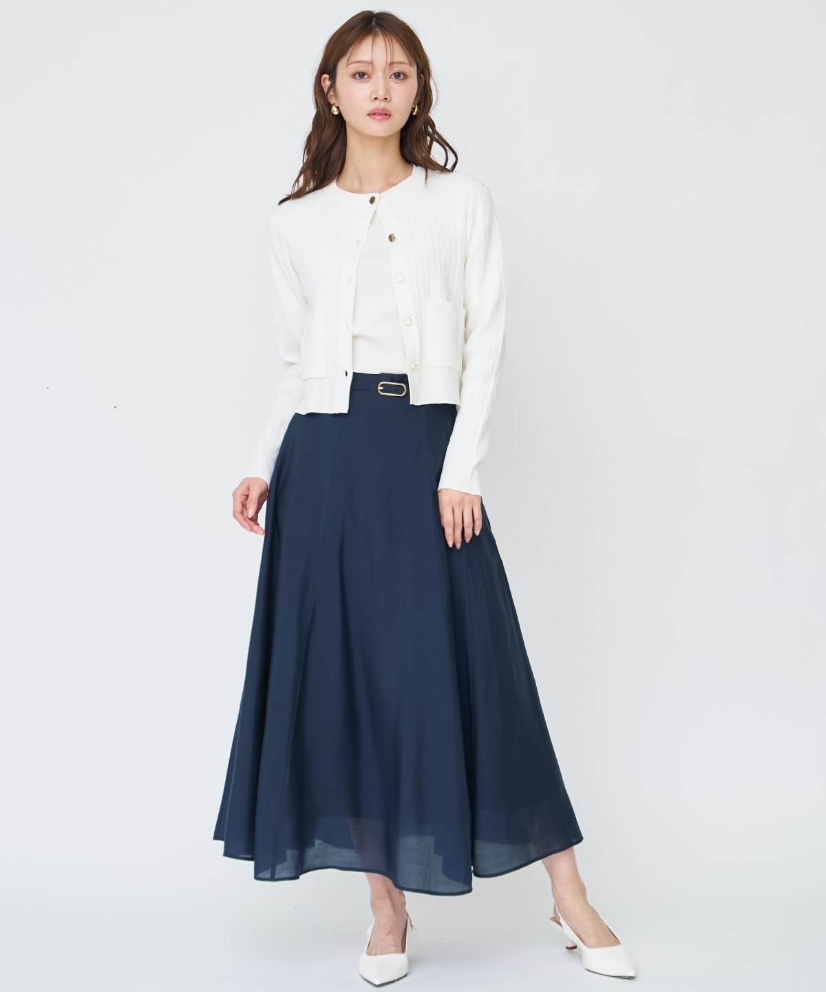 【先行予約受付中】ベルト付きシアーフレアスカート