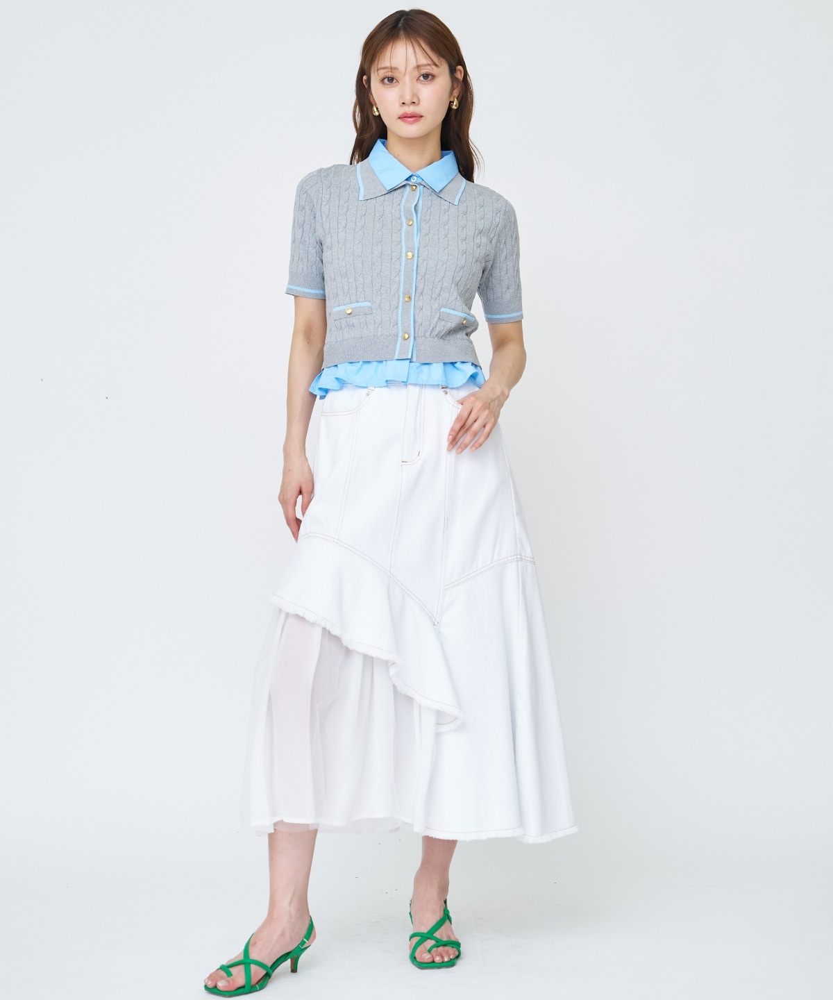 【先行予約受付中】チュール切替デニムスカート