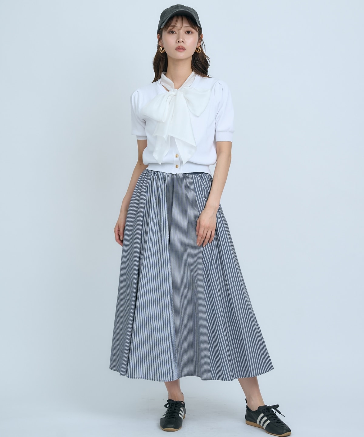 【先行予約受付中】サッカーストライプ柄組み合わせロングスカート