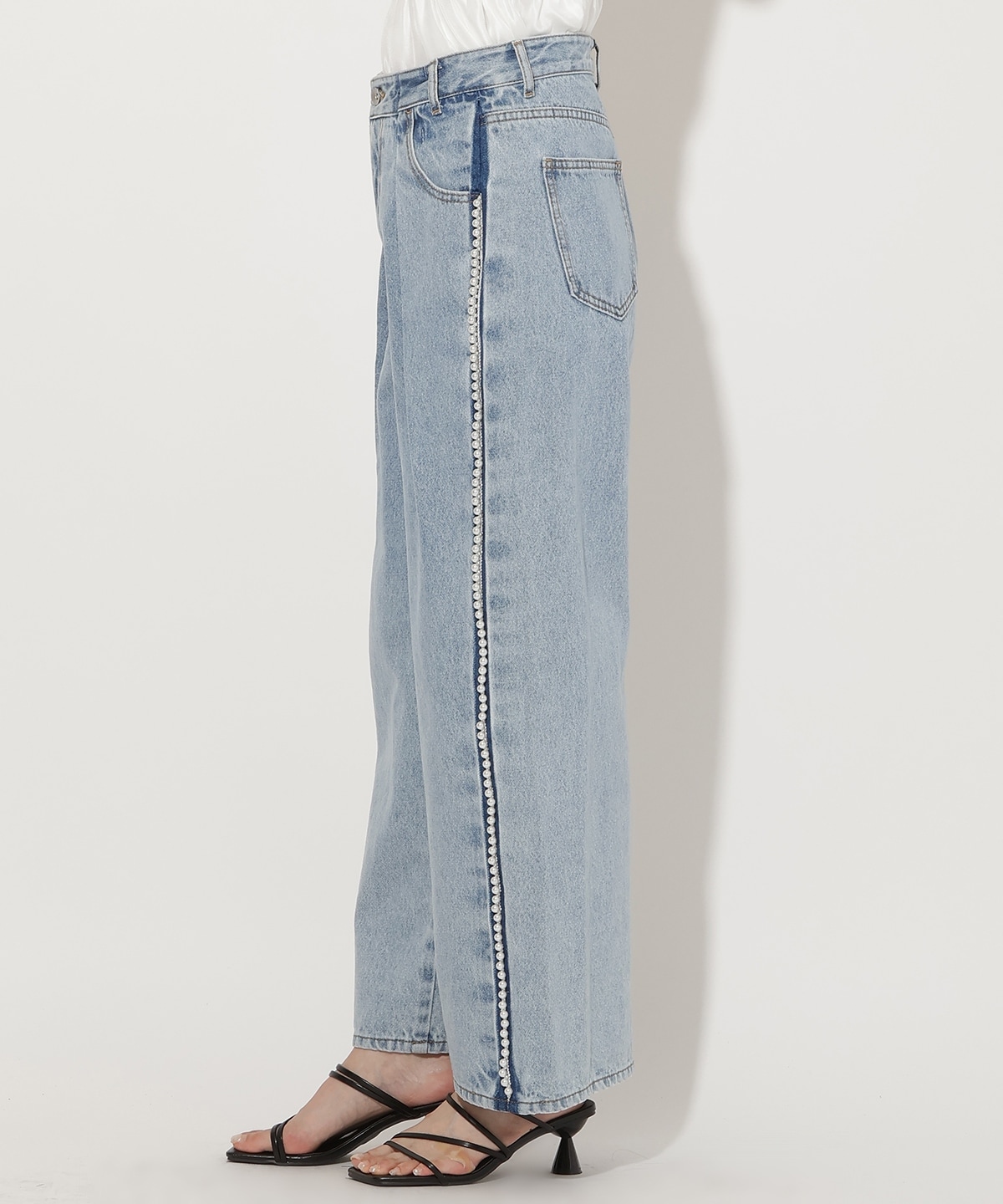 パールサイドラインデニムパンツ