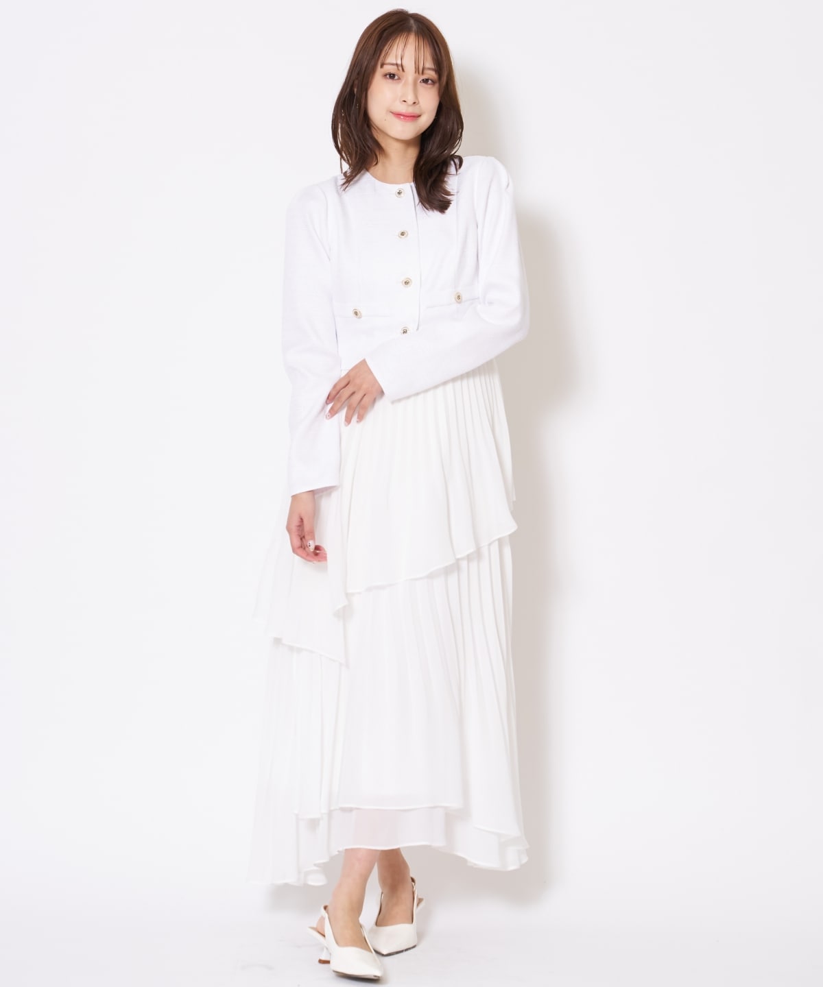 【先行予約受付中】ツイードジャケットドッキングワンピース