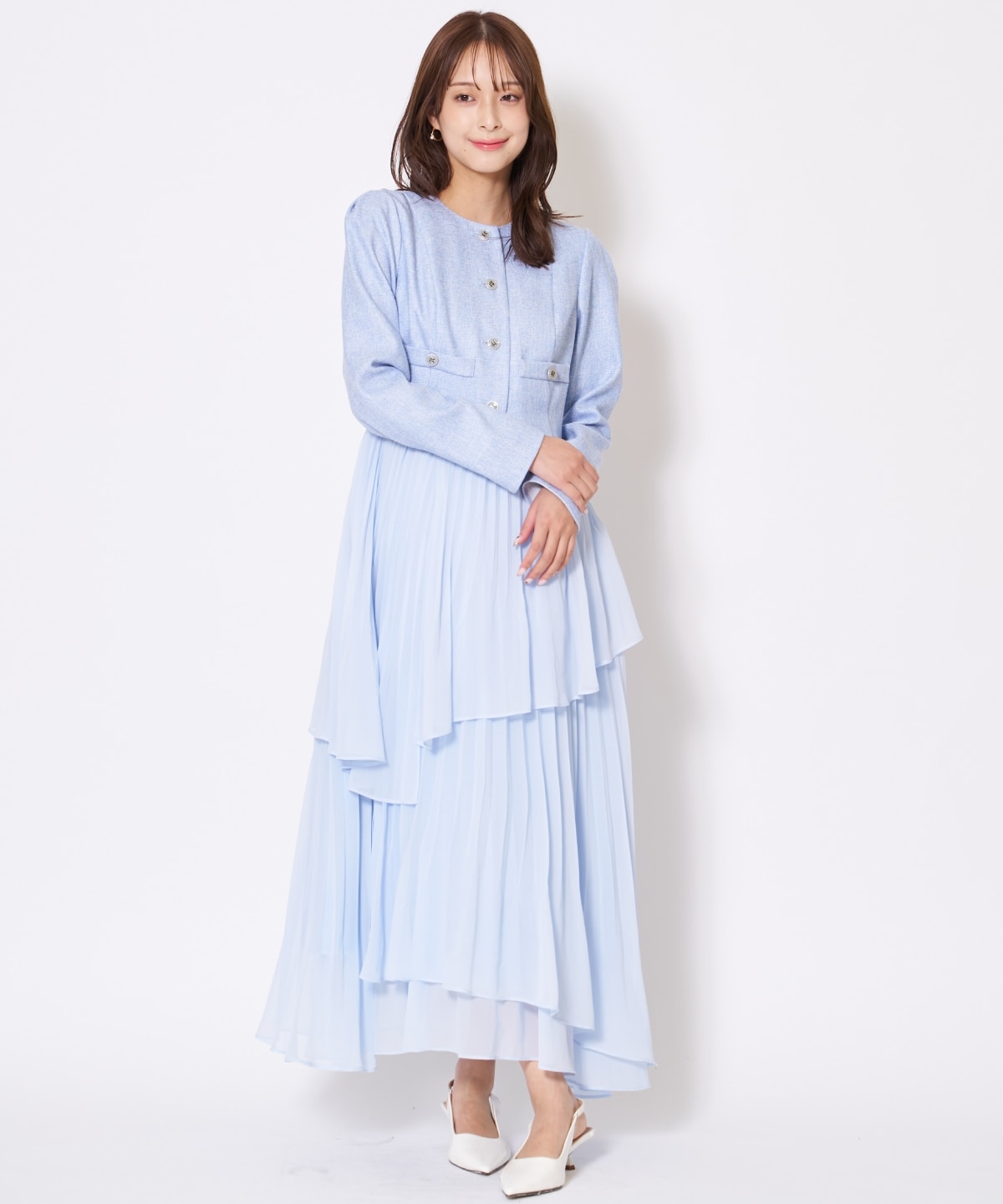 【先行予約受付中】ツイードジャケットドッキングワンピース