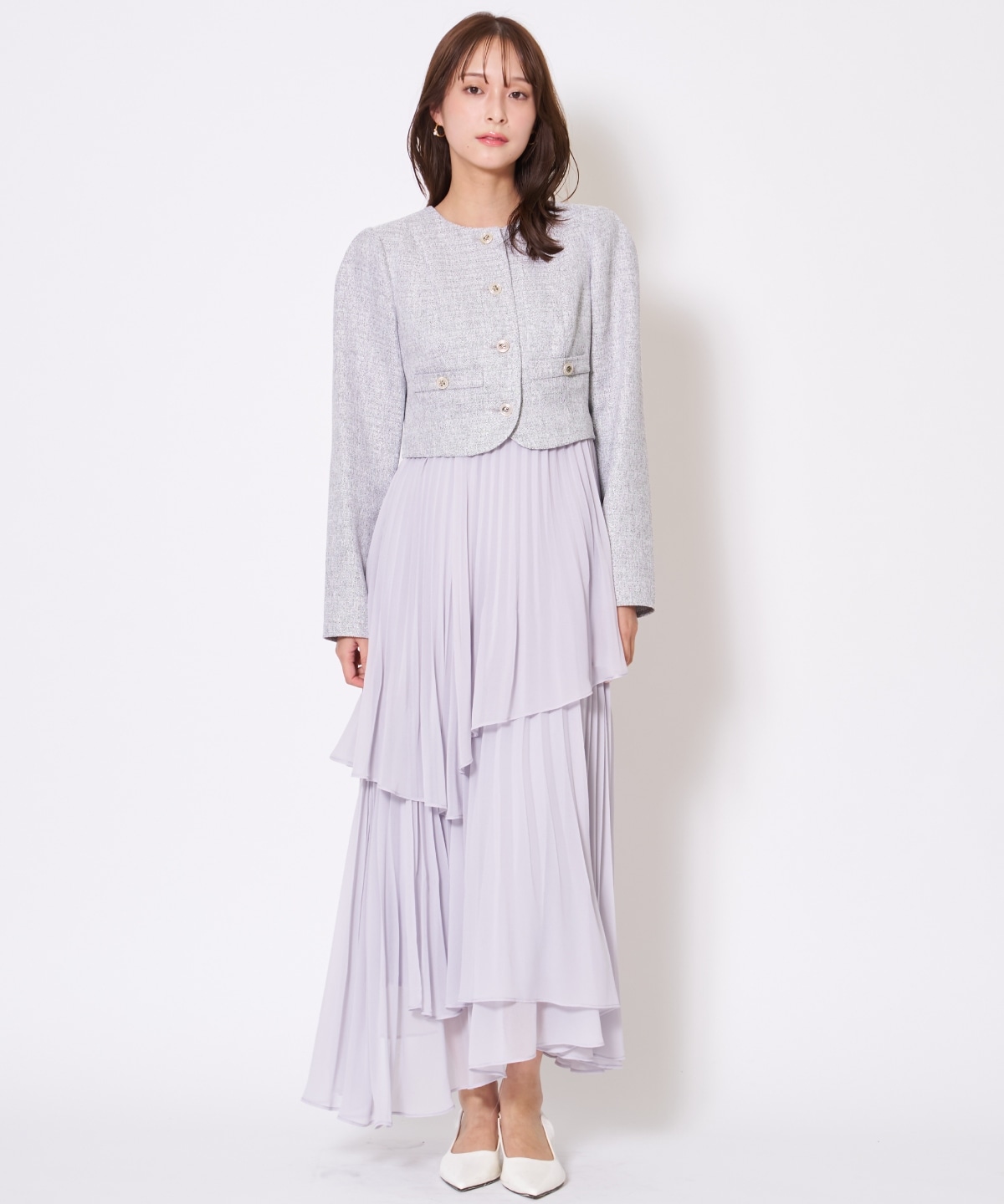 【先行予約受付中】ツイードジャケットドッキングワンピース