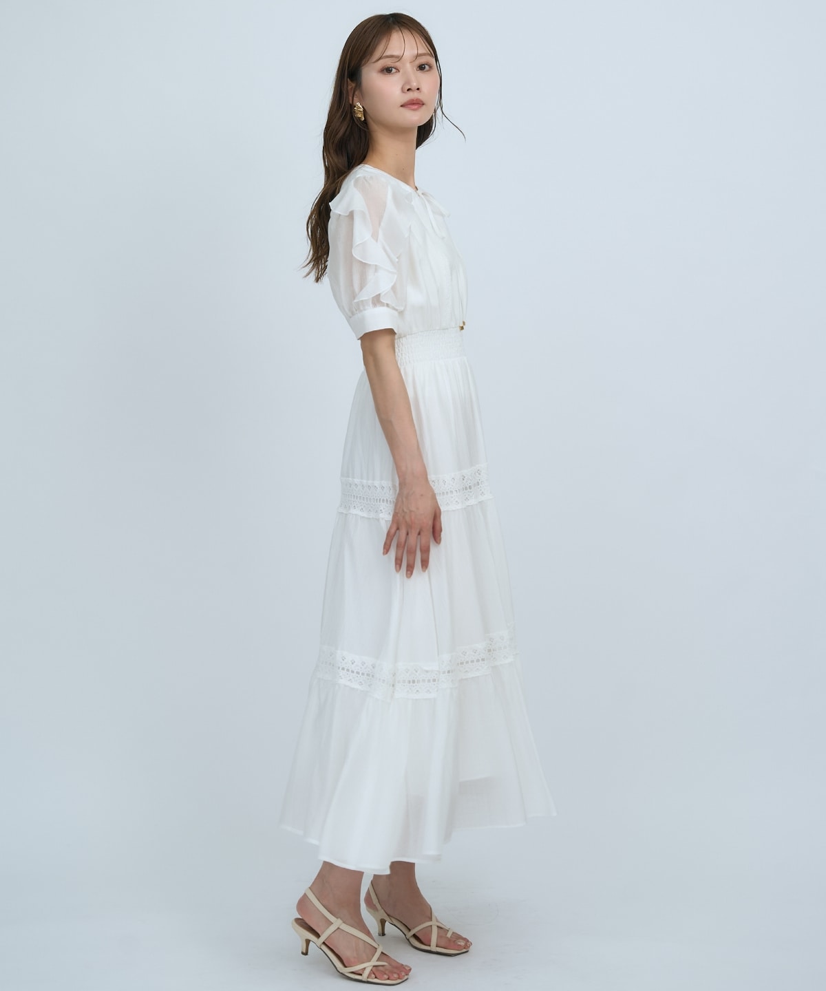 【先行予約受付中】フリルスリーブレースティアードワンピース