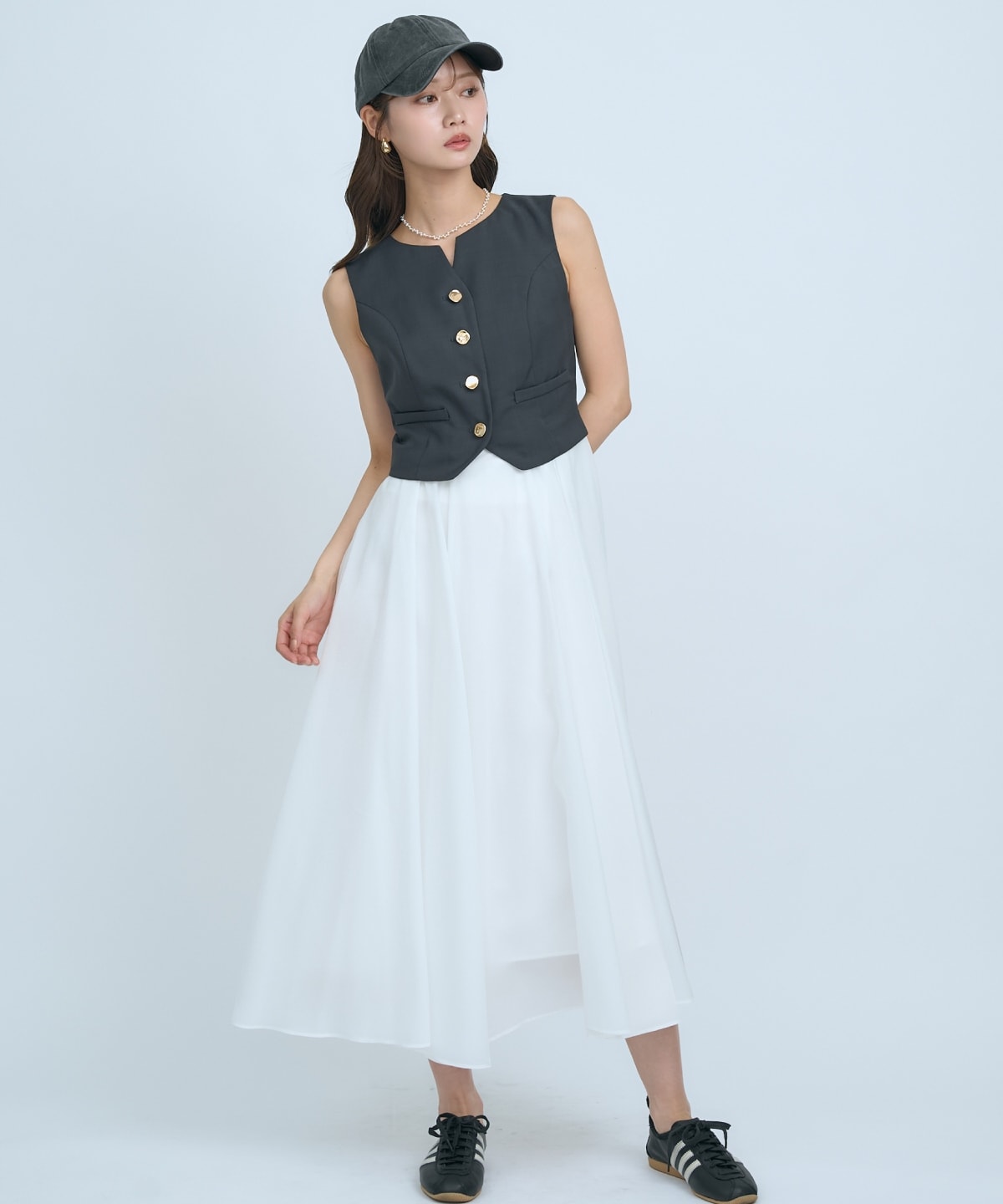 ショートジレレイヤードワンピース