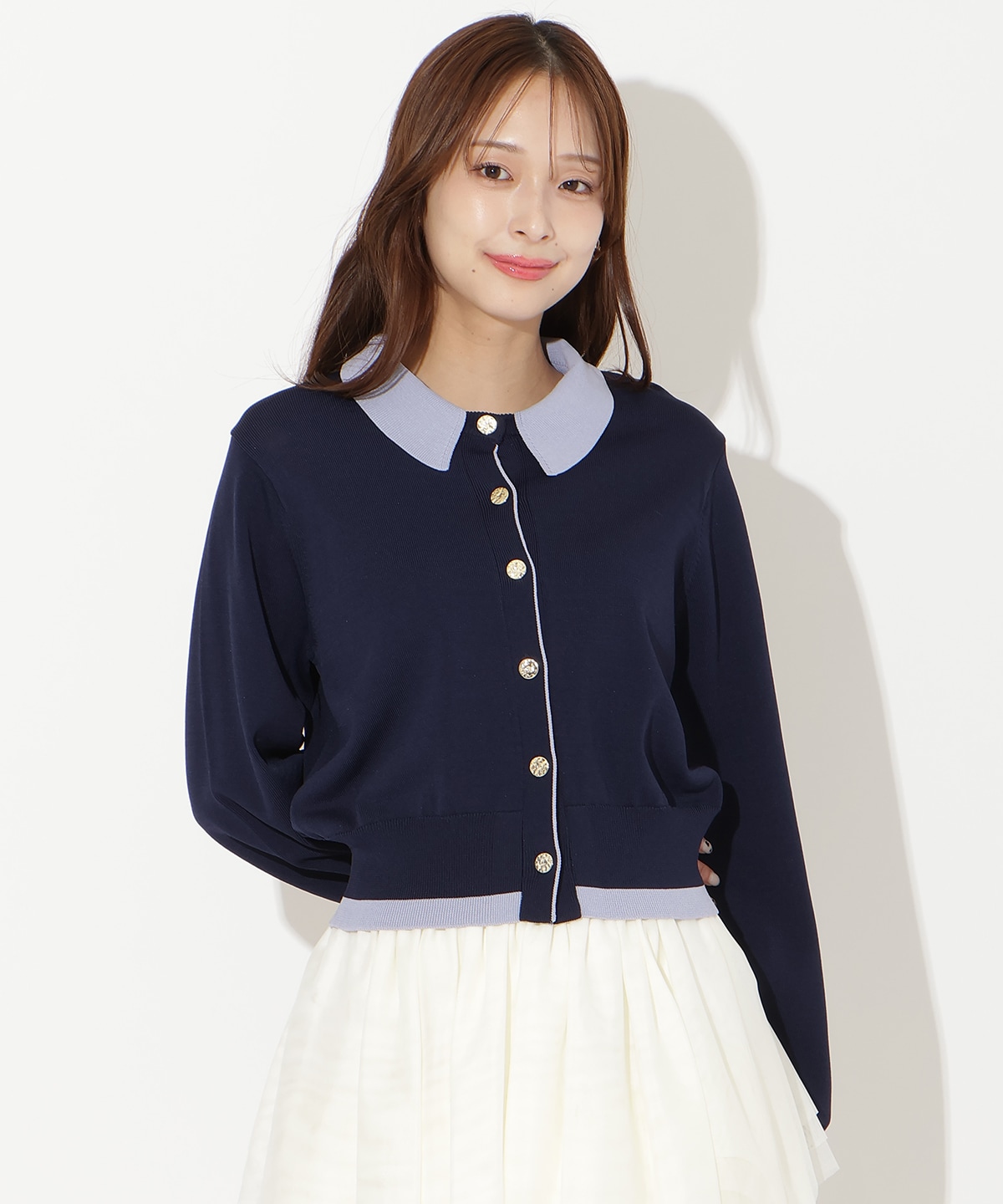 【先行予約受付中】配色レイヤードライクニットカーディガン