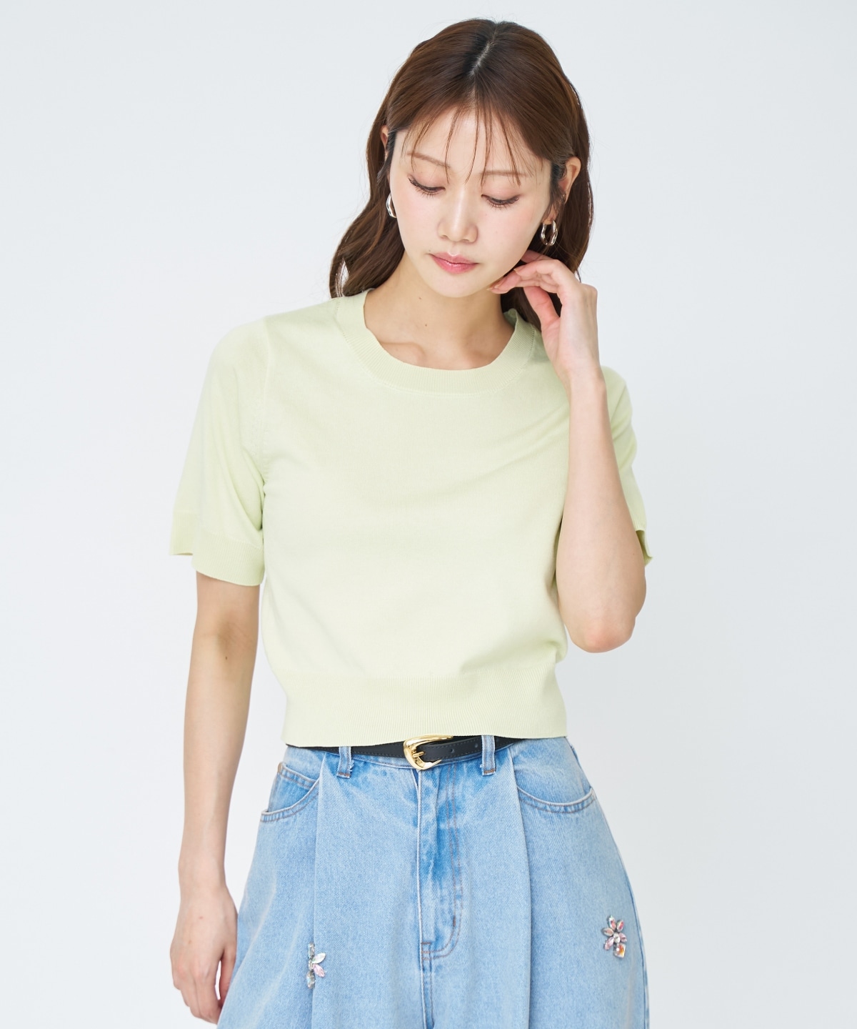 ケーブル編みカーディガンアンサンブル