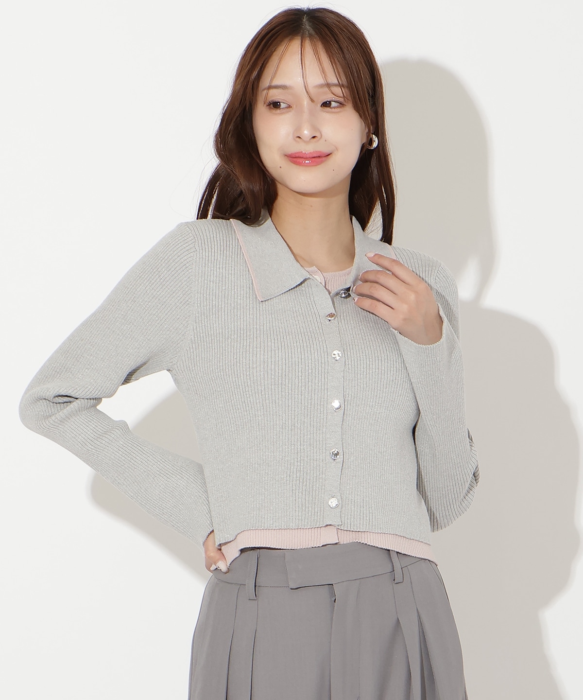 【先行予約受付中】襟付きレイヤード風カーディガン