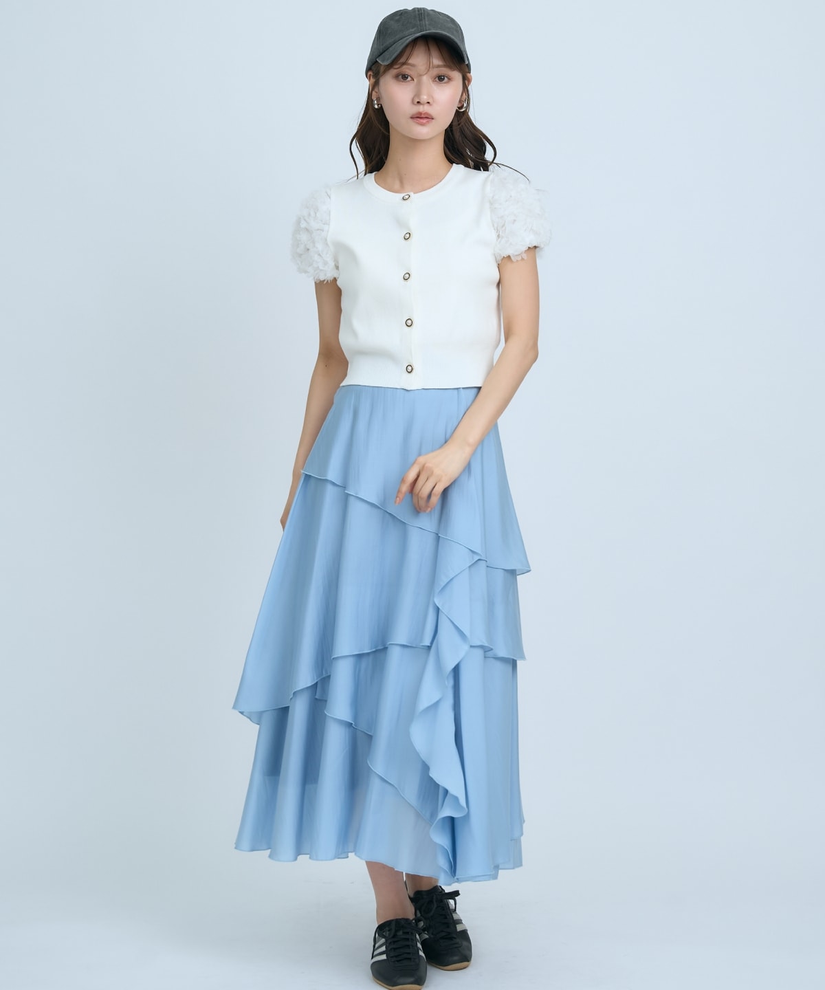 フラワーチュールスリーブカーディガン